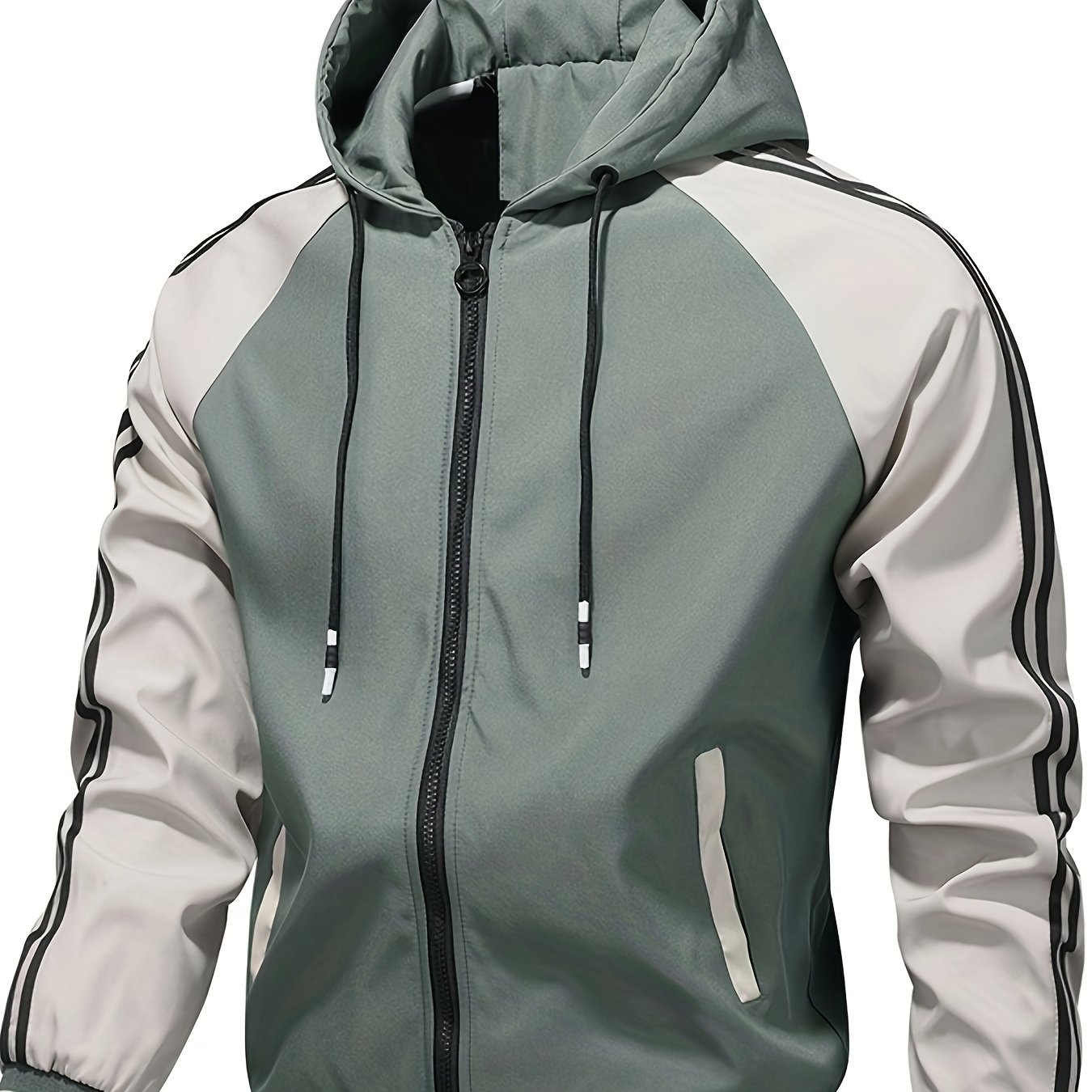 Spring Stream Mid- Spring Autumn Student Coat With Hood And Color-block Trench Coat Jacket