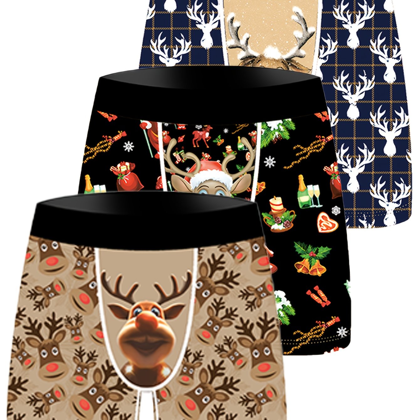 Image of 3pcs Snack Cartoon Men's Underwear, Knitted Stretch Fashion Briefs, Comfortable And Breathable Men's Underwear