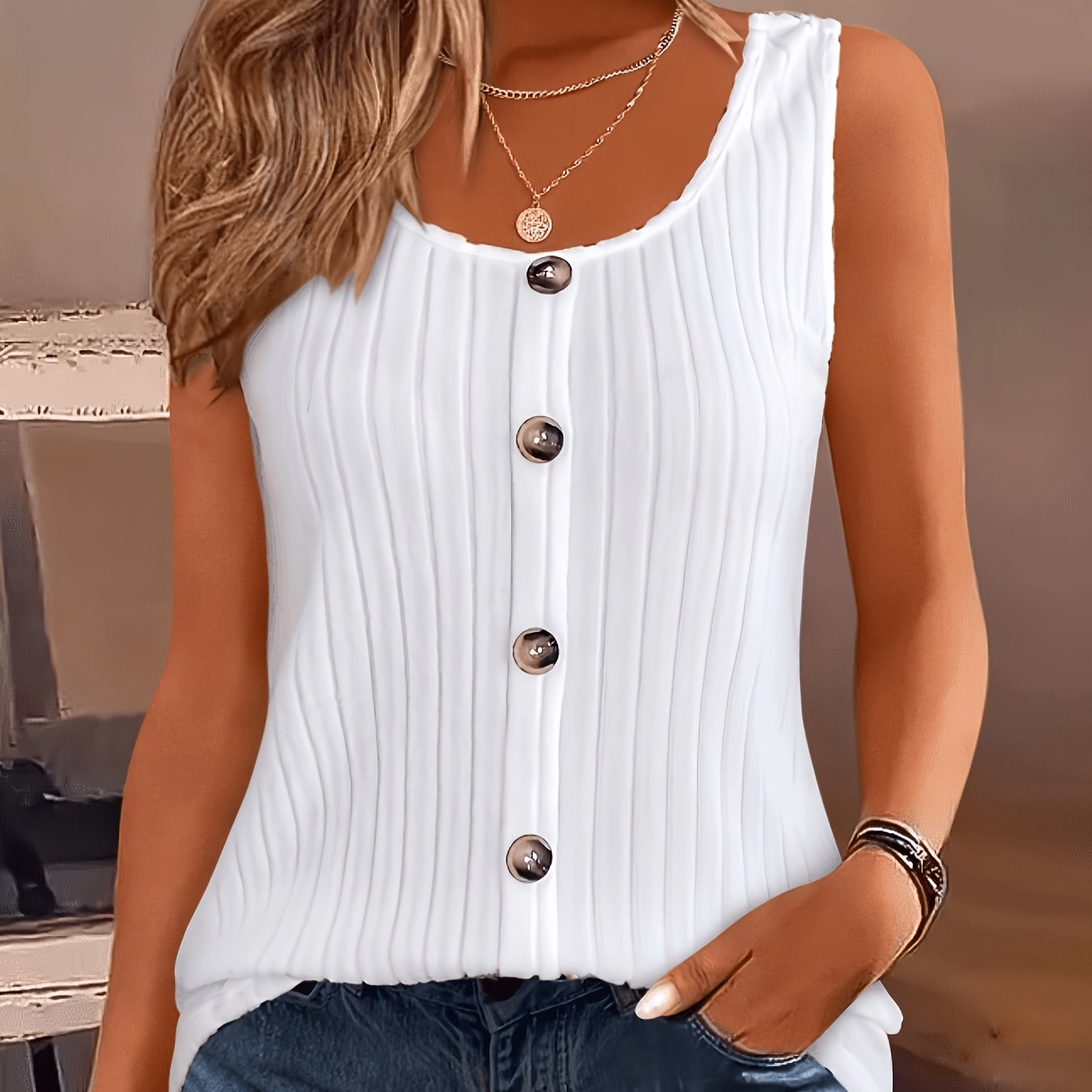 TEMU Women's Ribbed Casual Tank Top