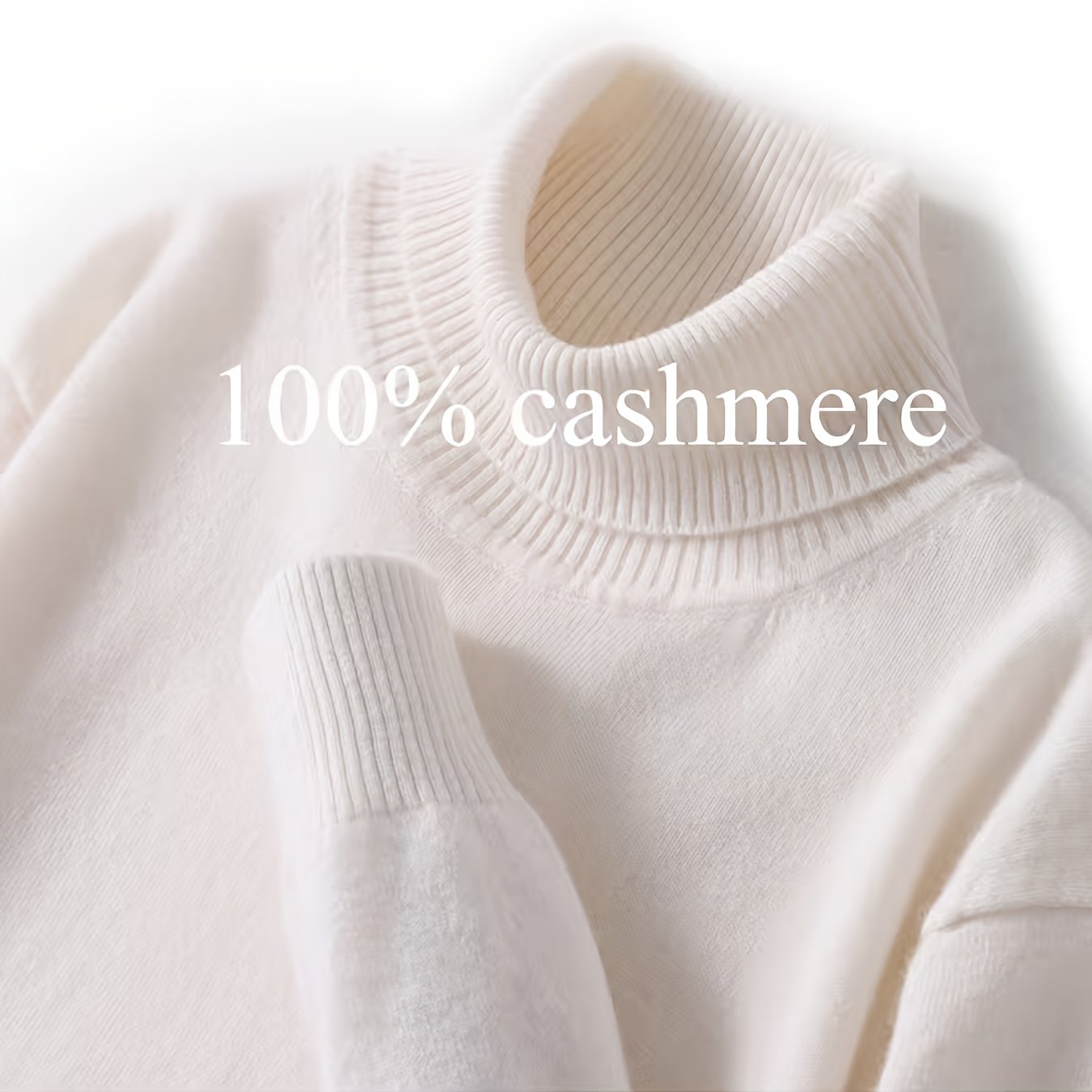 TEMU Men 100% Cashmere High Collar Knitted Pullover Sweater, Warm And Comfortable Casual Base Layer, Solid Color Stylish Knit Sweater For Fall