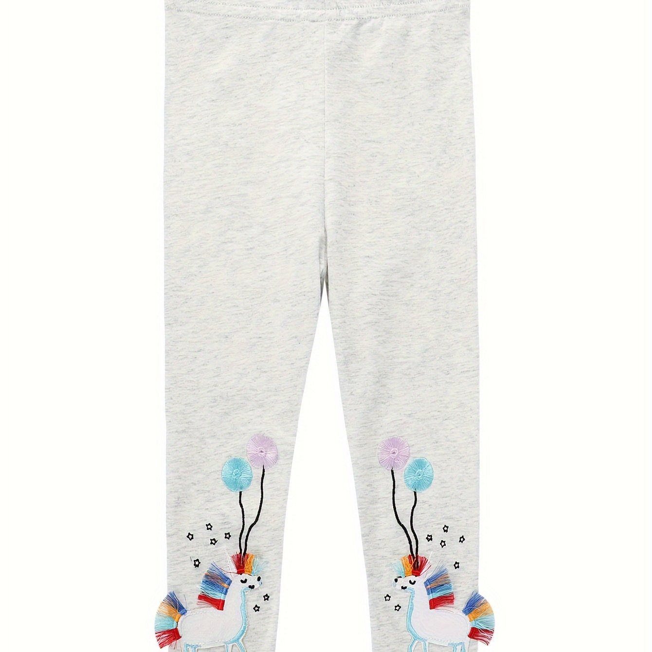 Image of Spring/autumn Girls' Leggings With Cartoon Unicorn, Casual Cotton Slim Fit Soft Children's Clothing