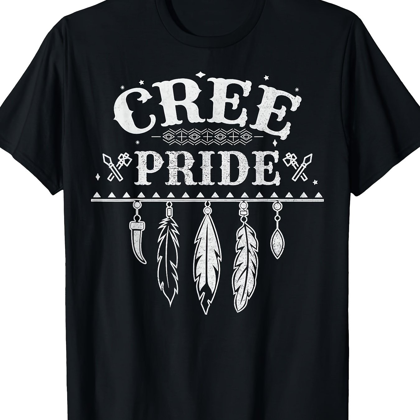 TEMU Men's Pride Graphic T Shirt Black With White Firm Creee Pride Text Adult Regular Fit Short Sleeve Casual T Shirt Machine Washable All Season
