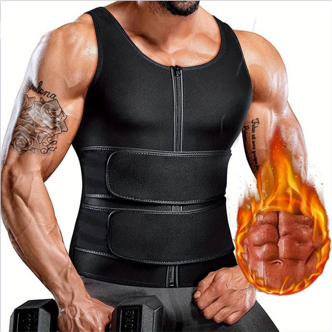 TEMU Men Body Shaper Waist Trainer Sauna Suit Sweat Vest Underwear Workout Tank Tops Shirt