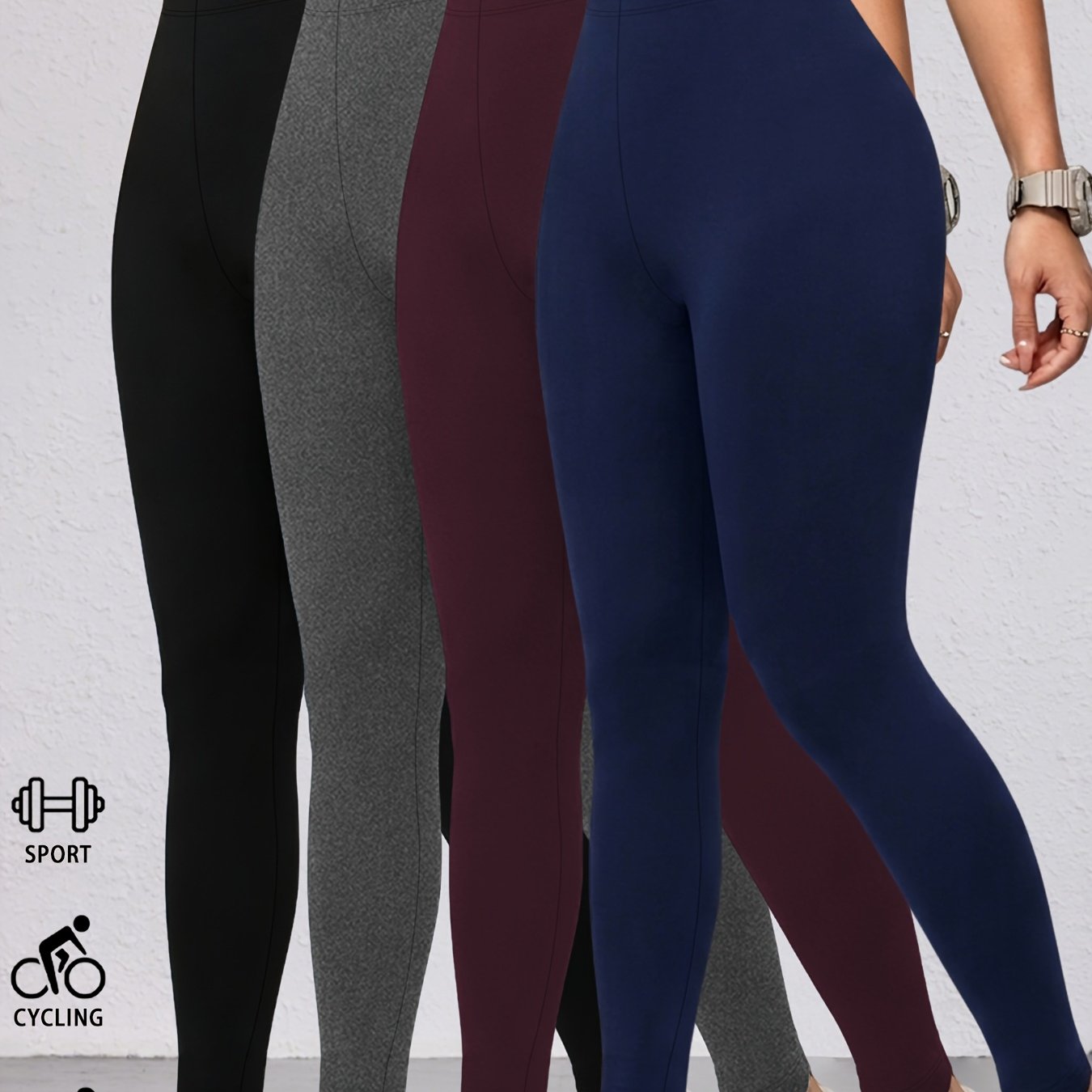 TEMU Four-pack Women's Leggings, High-waist Tummy Control Invisible Sports Yoga Running Pants