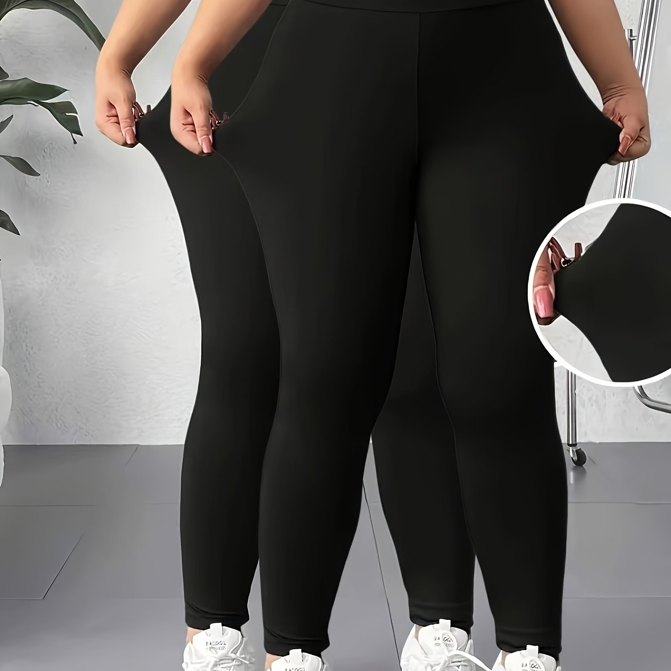 TEMU Plus Size, 2pcs Set Plus Size /summer Women's Casual Elegant Solid Color Leggings