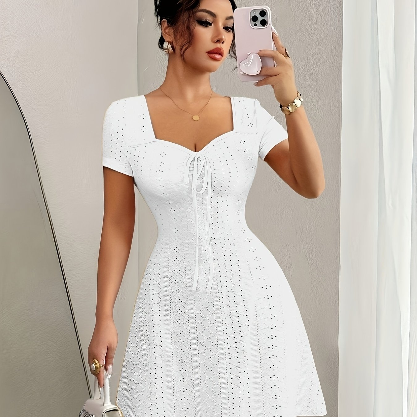 TEMU Vestido Mini Sexy Jacquard Ajustado para Mujer