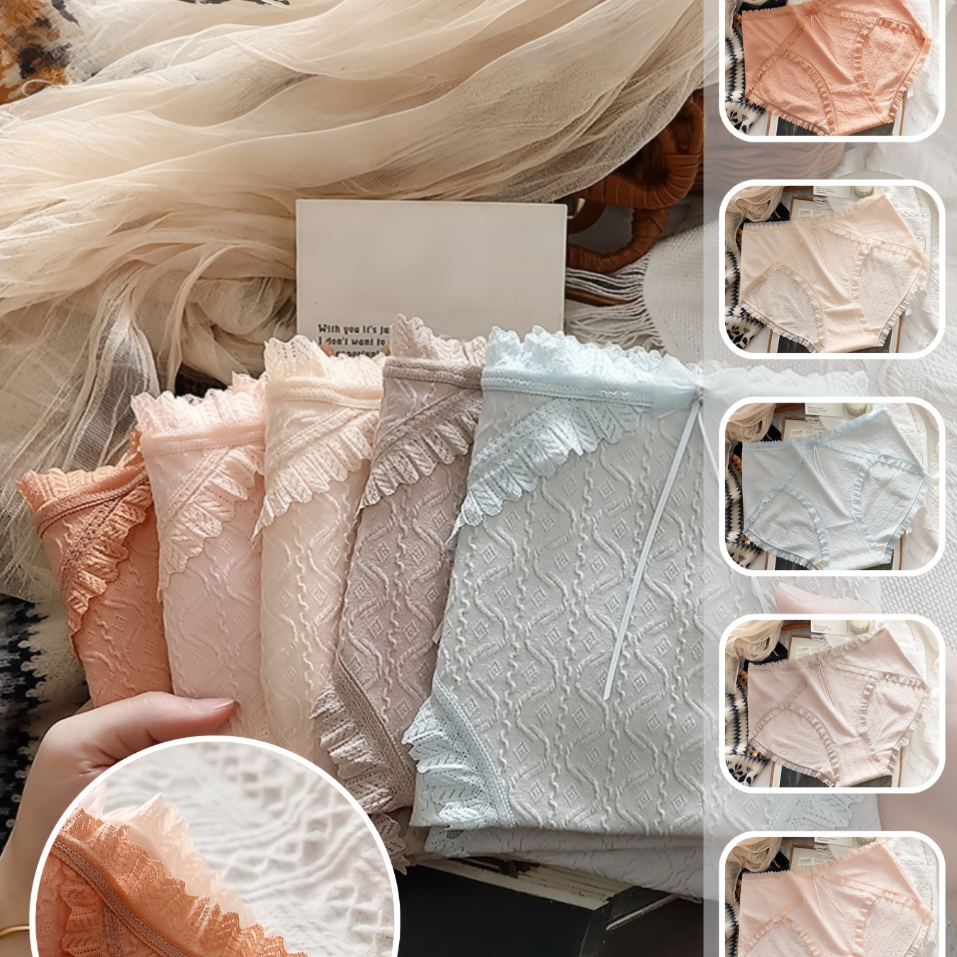 5pcs Set Of New Sexy Comfortable Cute Seamless Plus Size Women's Underwear With High Slit And Leg Ultra-thin Breathable Pants