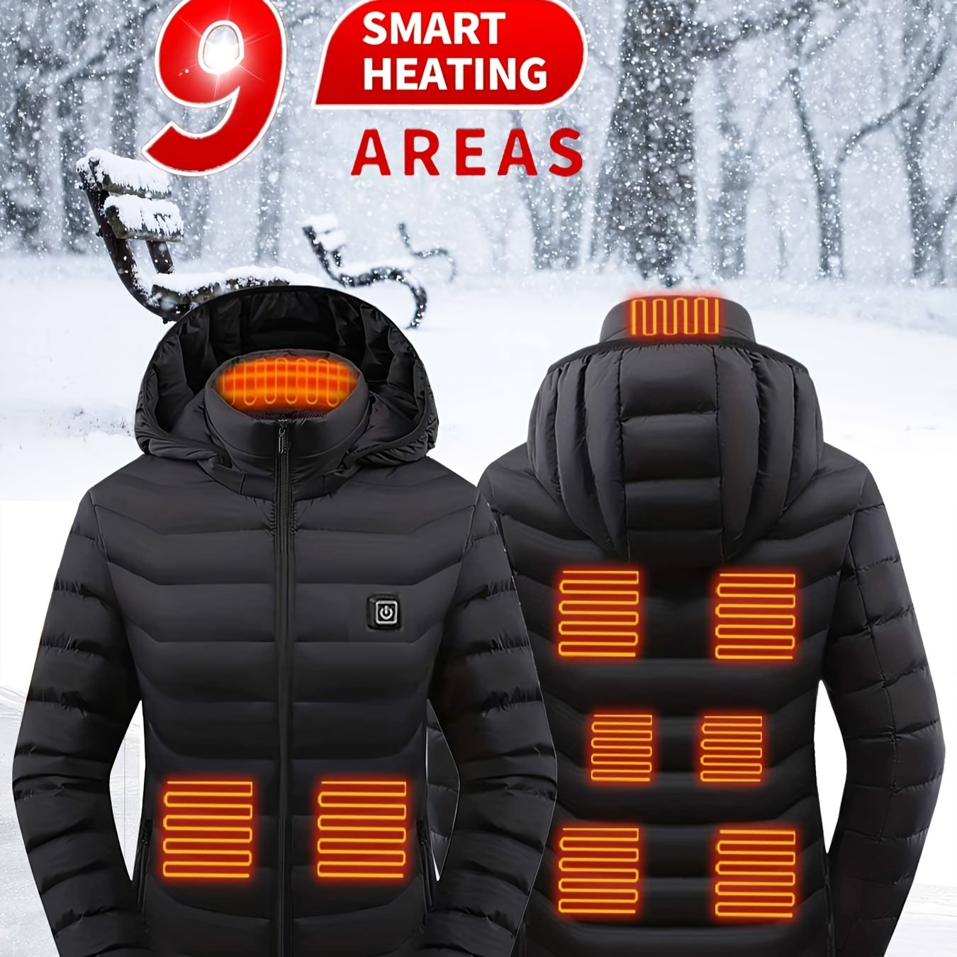 Image of Women's Heated Jacket, Long Sleeved Clothing, Usb Electric Heated Jacket With 3 Levels, And 9 Zones, Suitable For Outdoor Camping, Hiking, And Skiing. Warm Clothing (excluding Battery Pack)