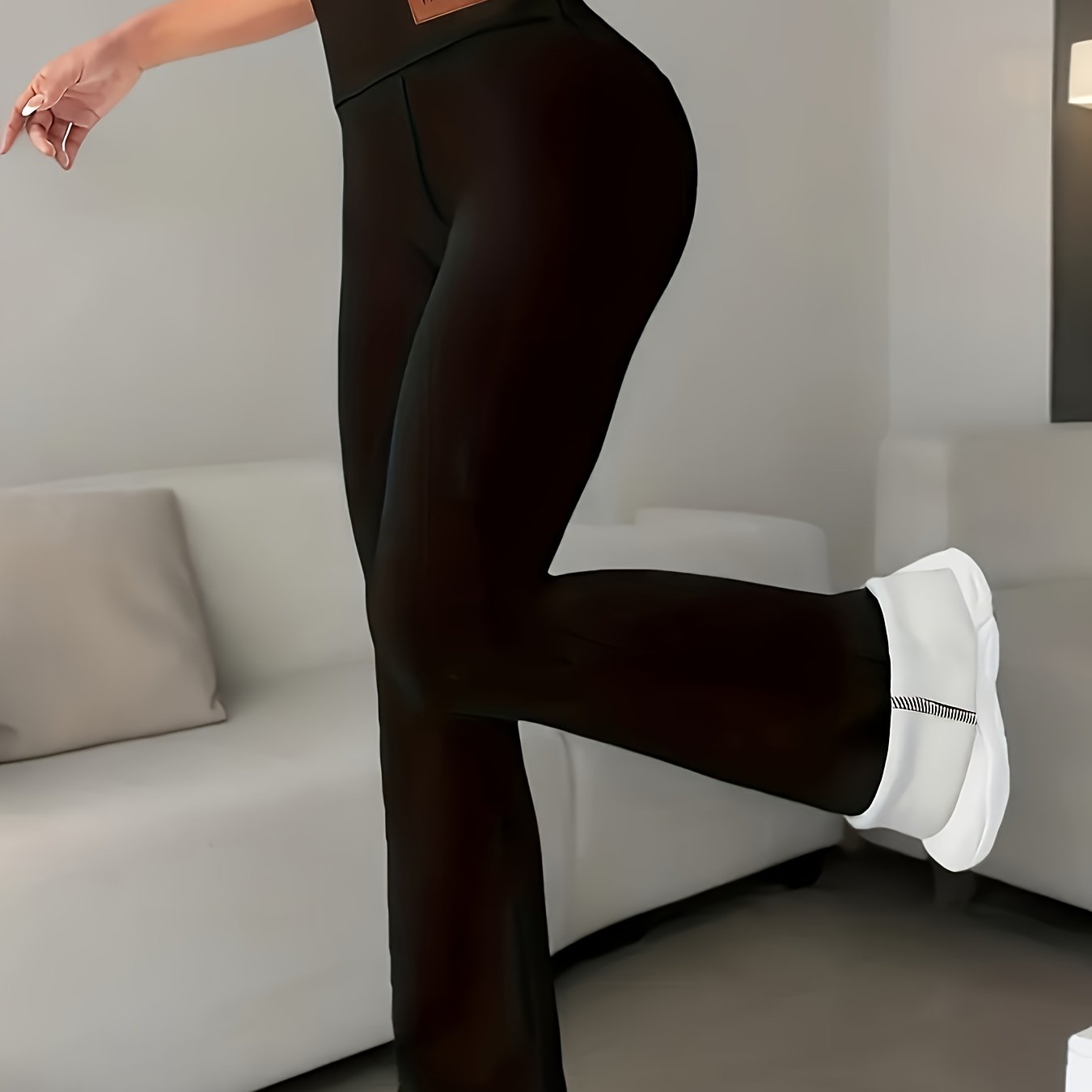 Women's High-waisted Fitted Fleece Lined Flared Pants, Outdoor And Essential Warm And Stylish Fitted Pants, Warm And Comfortable Design