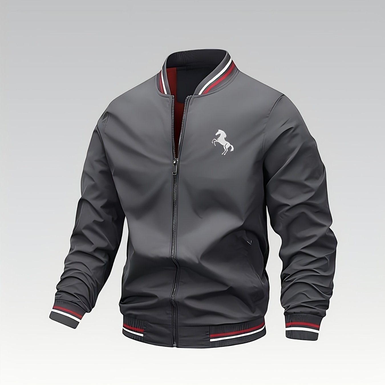TEMU Men's Lightweight Suitable For Outdoor Sports & Commuting, Spring/fall Stand Collar Zipper Jacket With Zipper Pockets, Loose Fit Solid Color