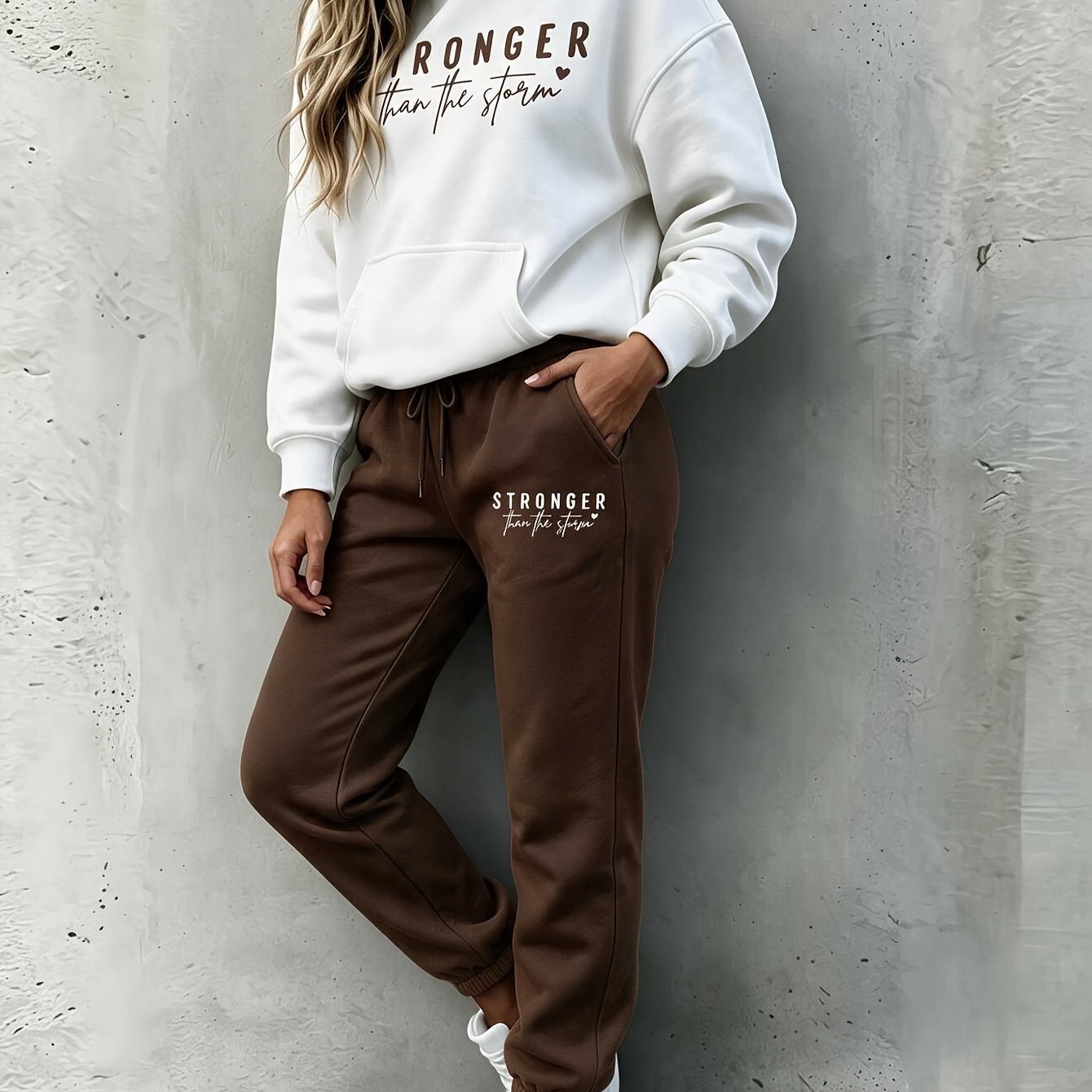 TEMU 2pcs Outfits For Women Jogging Suit Matching Hoodie And Jogger Set Sweatsuit Tracksuit Fall Workout Lounge, Big On Women's 2pcs Sets, Oversized