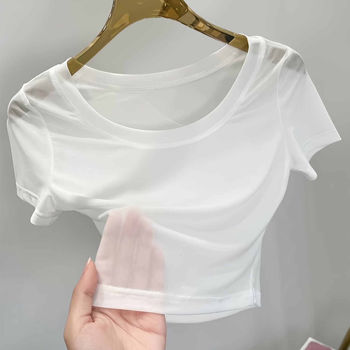 TEMU Short Mesh Sheer Bodycon Sexy Camisole Top With Short Sleeves For Women