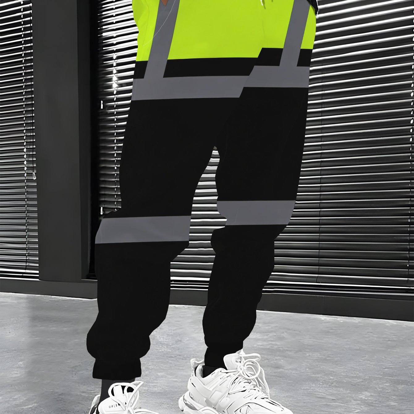 TEMU Pantaloni sportivi da con stampa , linea , , verde, , tricolore, con coulisse e tasche, pantaloni lunghi casual e , pantaloni sportivi casual in