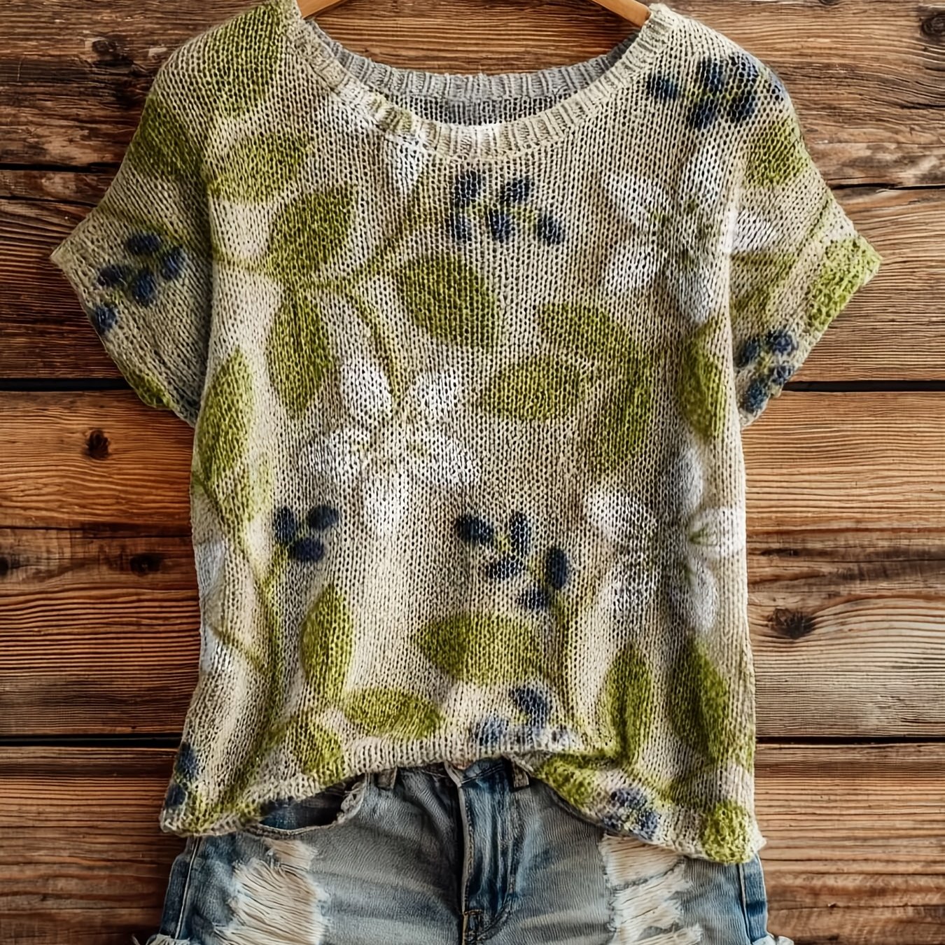 E-shop Damen-Top in Übergröße, bedrucktes Design – nicht texturiert, Frühling/Sommer-Mode, Neuheit, ärmelloser Pullover mit Rundhalsausschnitt flachem