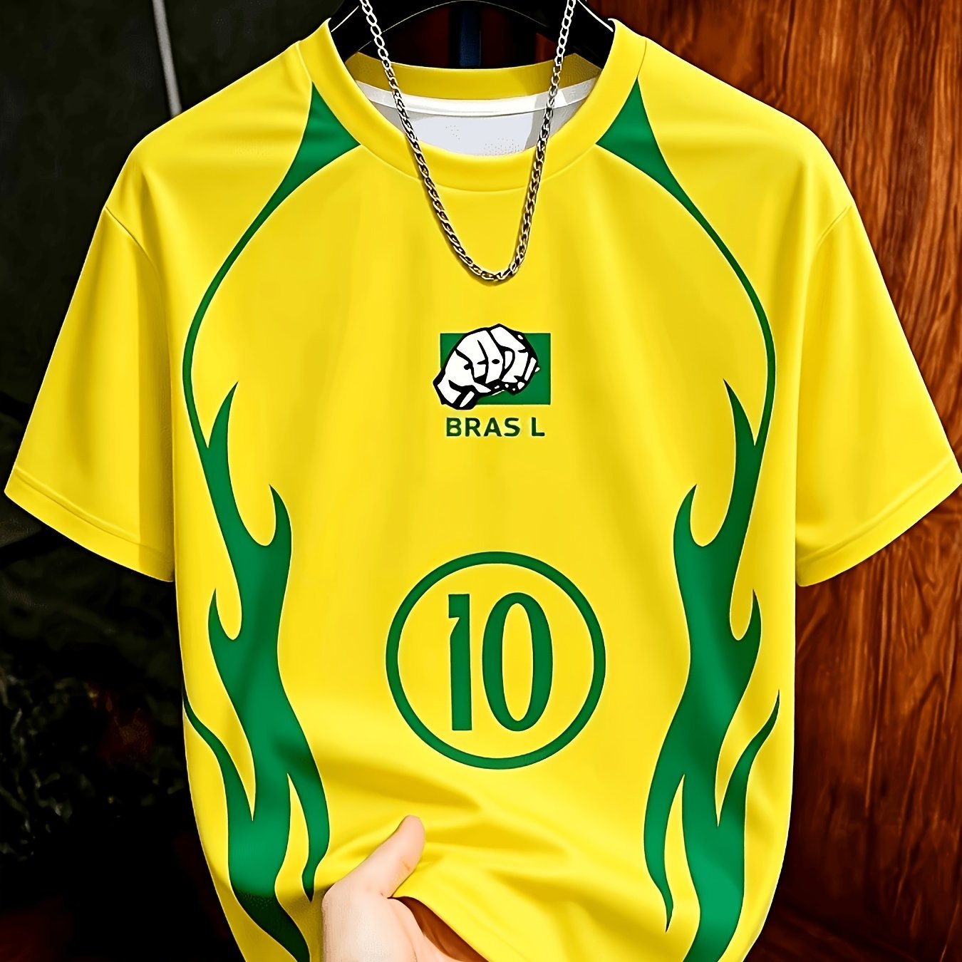 TEMU T-shirt de soccer pour homme, imprimé texture, couleur assortie, manches courtes, athlétique, respirant, confortable, polyvalent, décontracté,