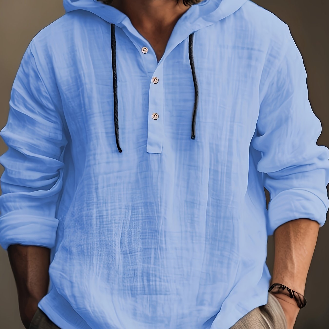 TEMU Men's Spring And Autumn Shirt With Hooded Sweatshirt Long Sleeve Casual And Comfortable Daily Wear