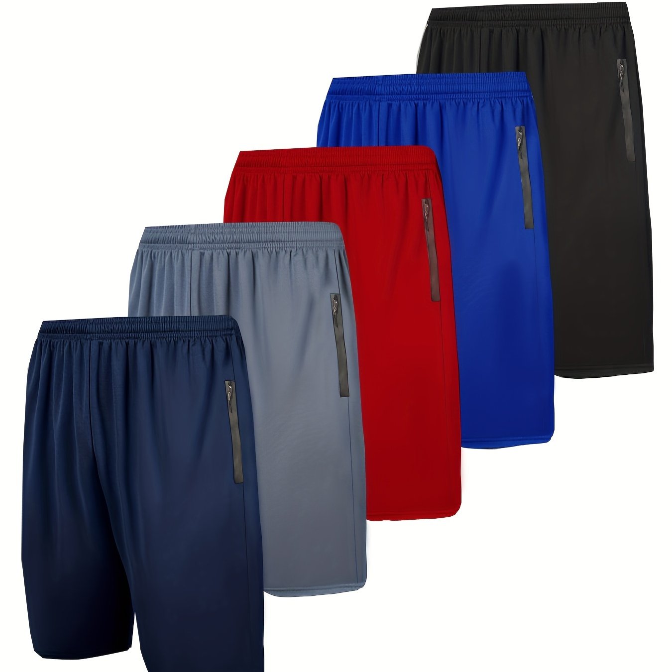 TEMU 5pcs Men's Mesh Athletic Shorts With Zip Pockets Waistband Quick Dry Basketball