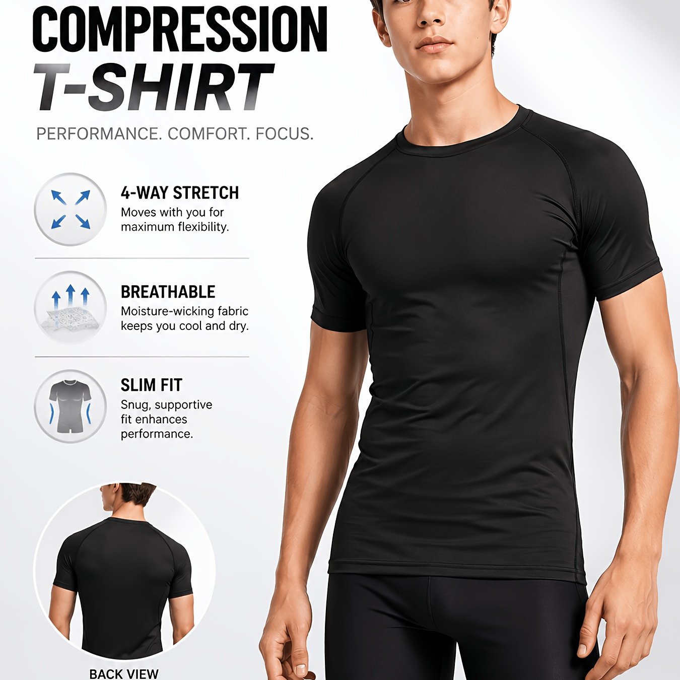 Image of Boys' Compression Short-sleeved Sports Top, Quick-drying, Breathable, Stretch, Slim-fit Training T-shirt, Suitable For Running, Fitness, And Training., For Teenager, For Teenager