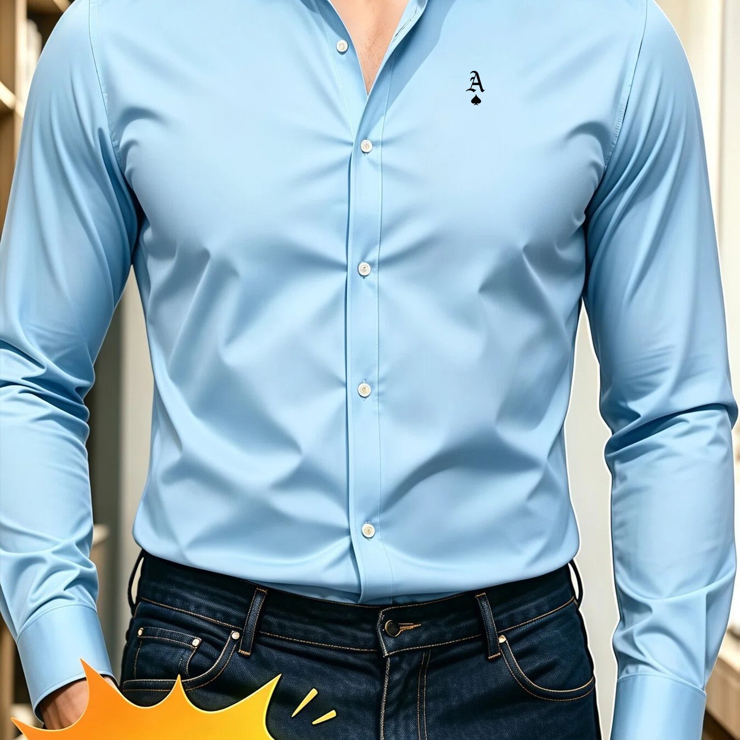 TEMU Men's Minimalist Printed Dress Shirt, Long Sleeve Solid Color Business Casual Button- Shirt, Versatile For Casual Workplace, Parties, And Daily