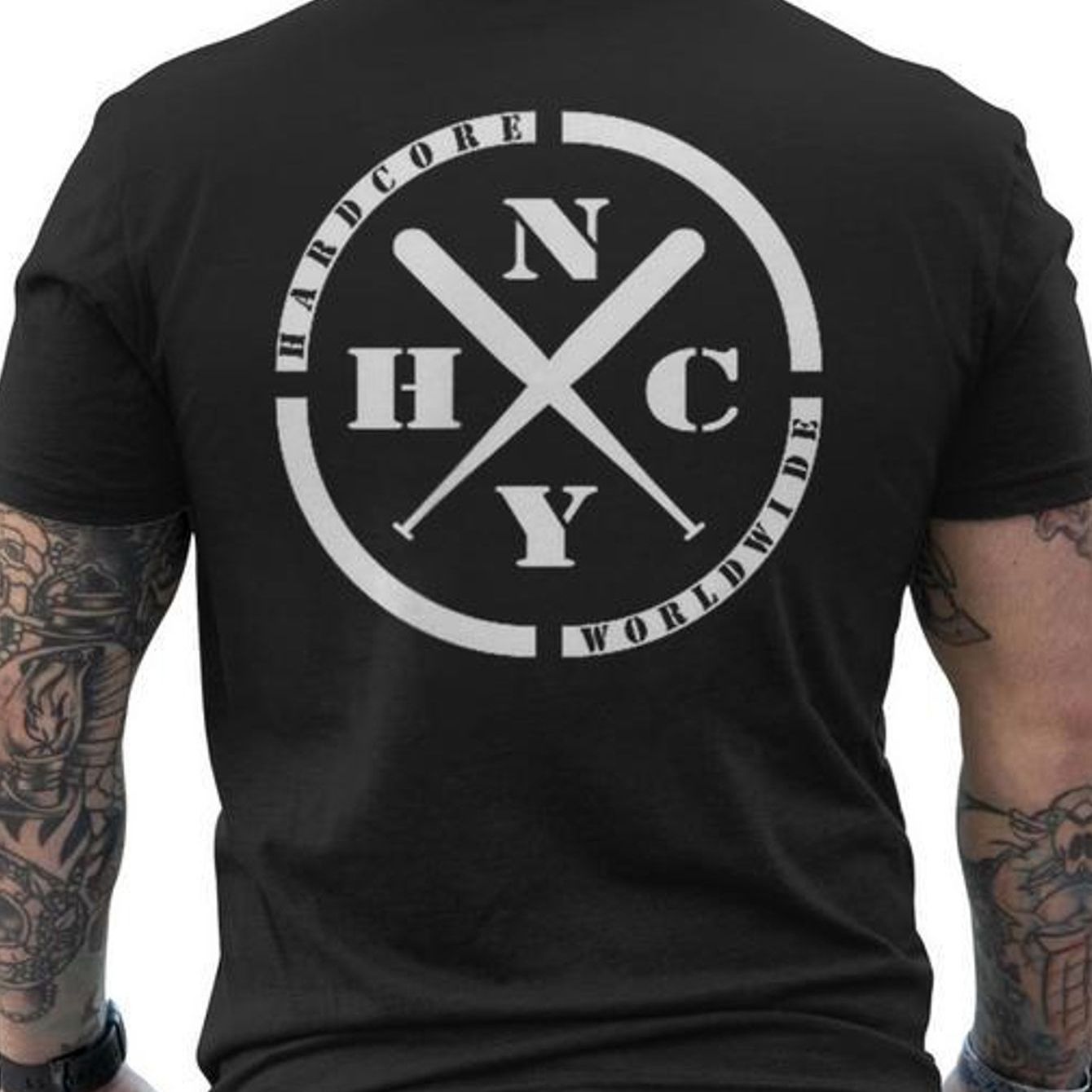 Image of Men's Back-printed T-shirt Featuring Hardcore Design, Made Of With A Round Neck, Comfortable And Breathable Fabric, And Short Sleeves