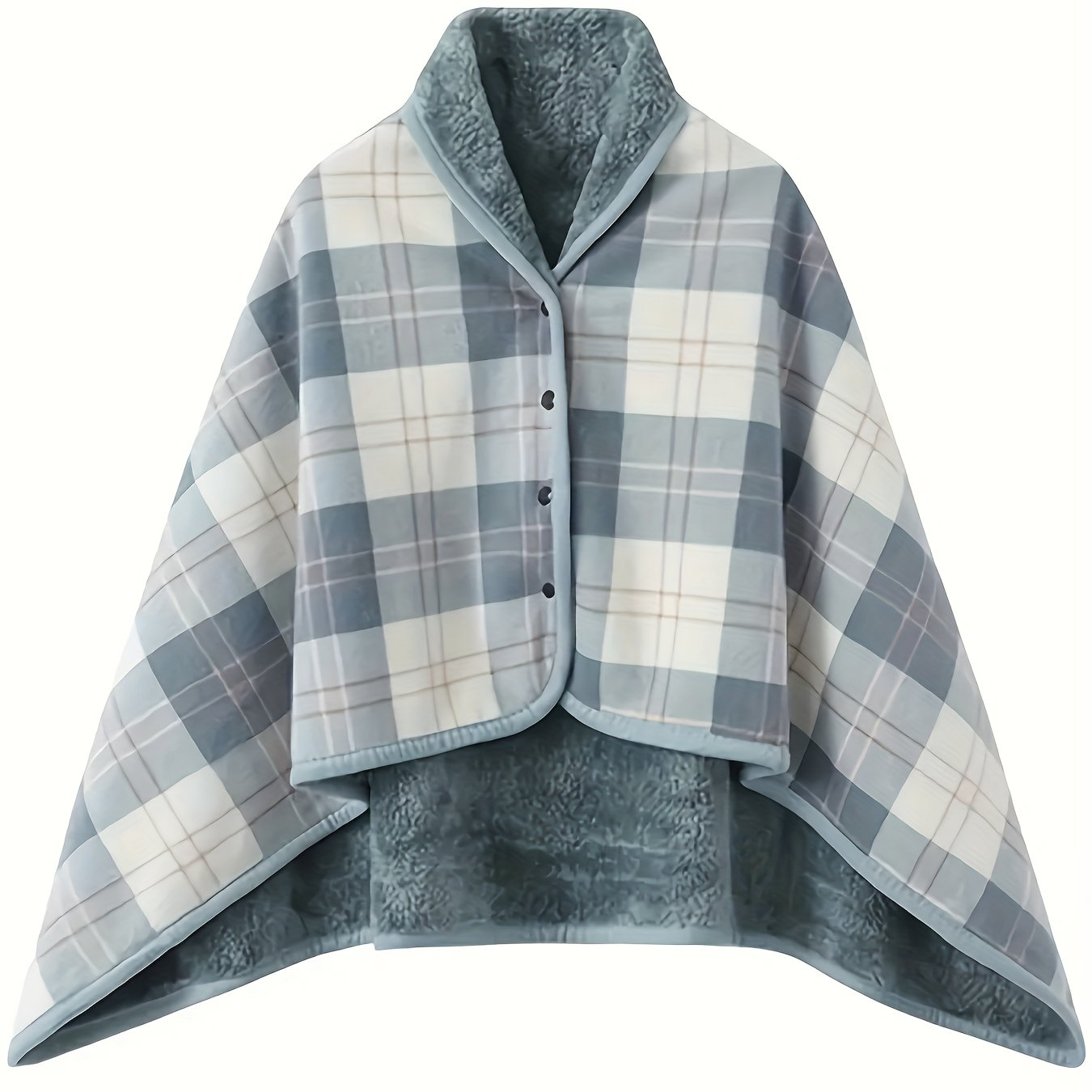 TEMU Men's Flannel Snap-button Shawl Robe Cape-style Fall Winter Thick Warm Bathrobe For Air-conditioned Rooms Size S-l