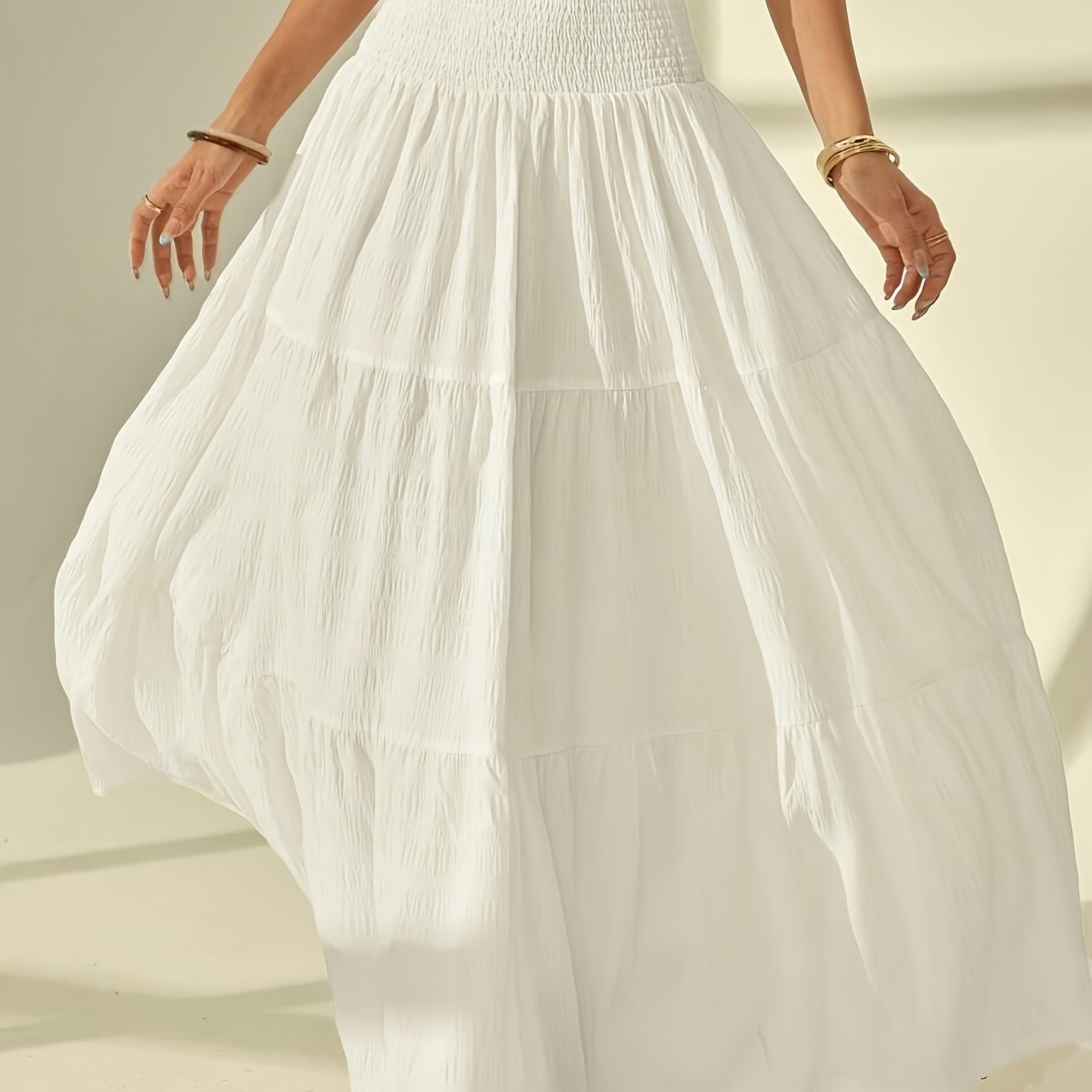Image of Women's Elegant A-line Maxi Skirt - Flowy Non-stretchy Formal & Casual Skirt For Beach, Party, Everyday Outfits - Machine Washable Women's Dresses (spring/fall/summer), Cute Skirts