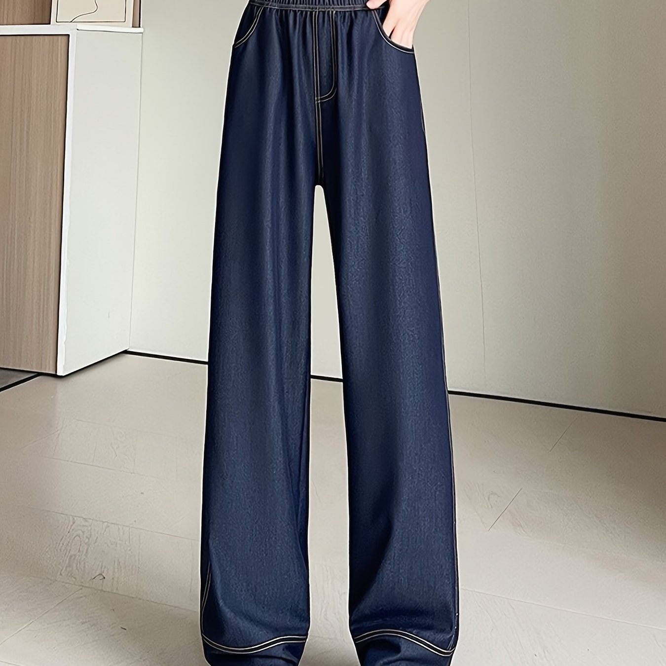 TEMU 新しいハイウイドレッグパンツ 女性用、新作カジュアルストレートパンツ、春夏秋のファッショナブルな女性用ワイドレッグパンツ、通勤・外出に最適な女性用ワイドレッグパンツ