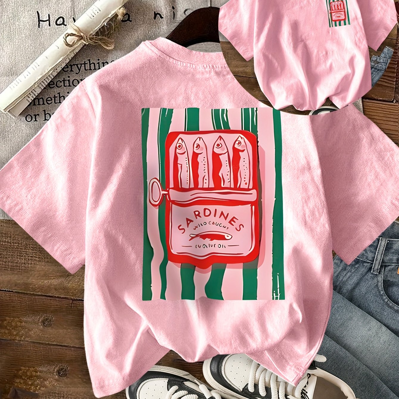 TEMU Graphic Print T-shirt, Short Sleeve Crew Neck Casual Top For Summer & Spring, Women's Clothing