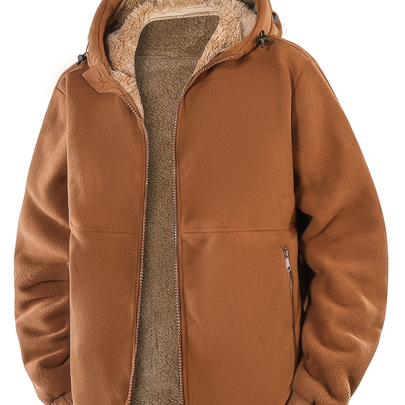 's Hooded Fleece Jacket, Winter Plush-lined Thickened Fleece, Casual Versatile High-quality Outerwear