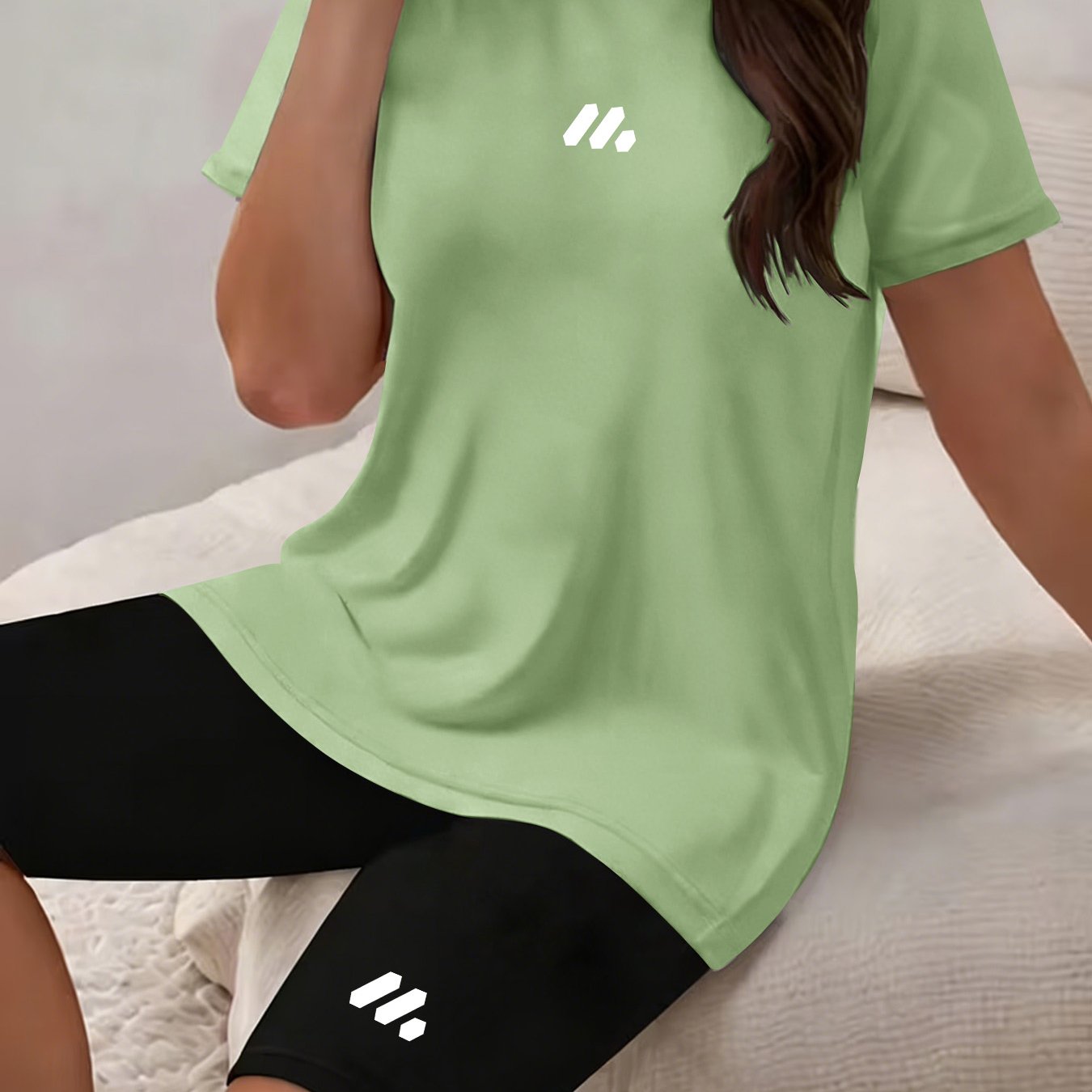 TEMU San, Women's Short-sleeve Leggings, Summer Casual Comfortable Wearable Versatile T-shirt Leggings