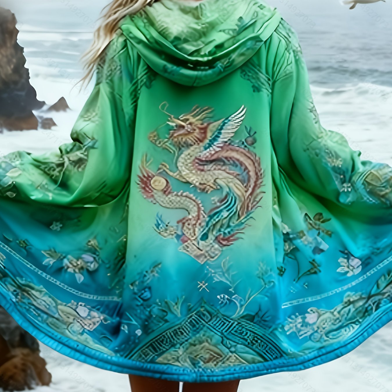 Ladies' Creative Retro 2d Printed Pattern Long-sleeved Cardigan Coat - Retro Bohemian Ethnic Style Cardigan Long-sleeved Jacket
