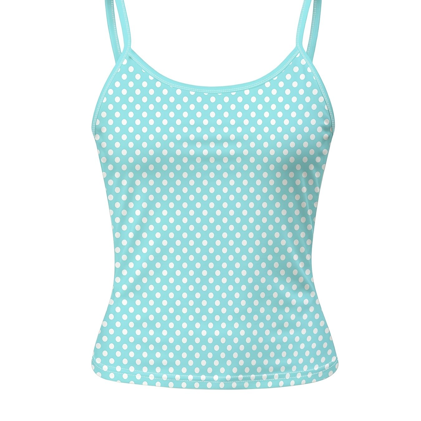 TEMU Light Blue Polka Dot Camisole, Women's Summer Thin Sleeveless Top, Casual Versatile