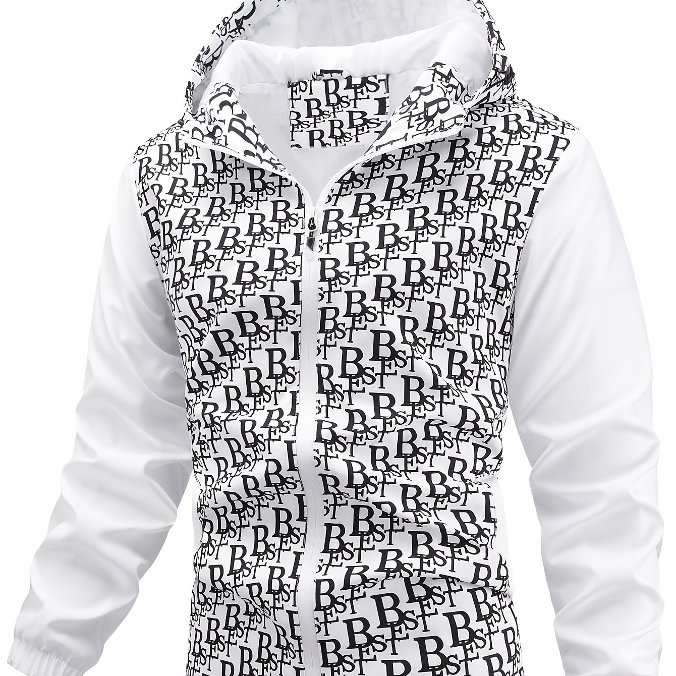 TEMU Men's Spring/autumn Regular Hooded Jacket With Fashion Print, Casual Outerwear For Going Out