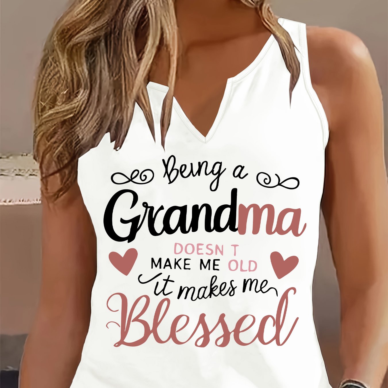 TEMU (052#) Women's Fashion Lightweight Tank Top, Print V-neck Sleeveless Vest, Comfortable Breathable Casual