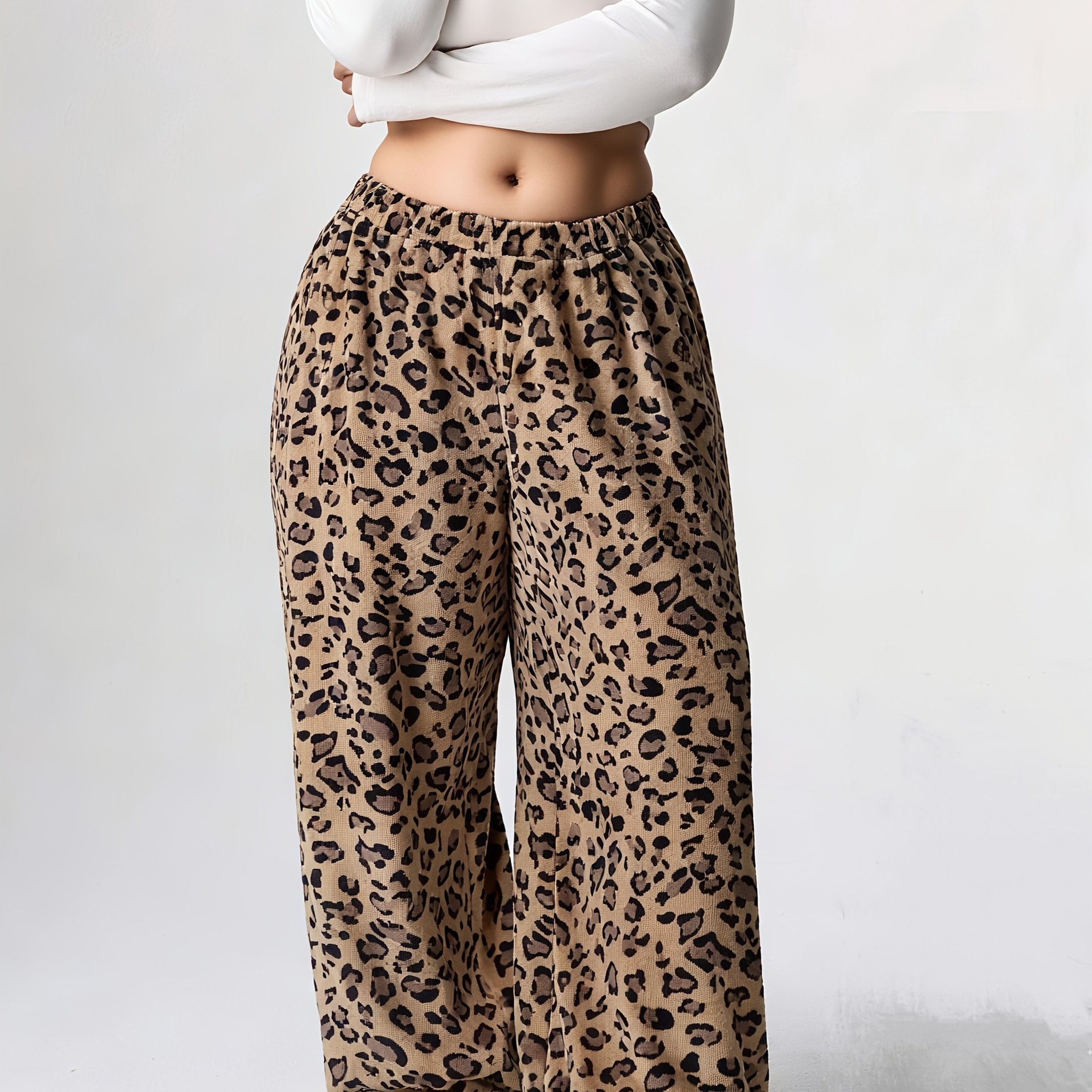 Women's Plus Size Loose Leopard Print Pants