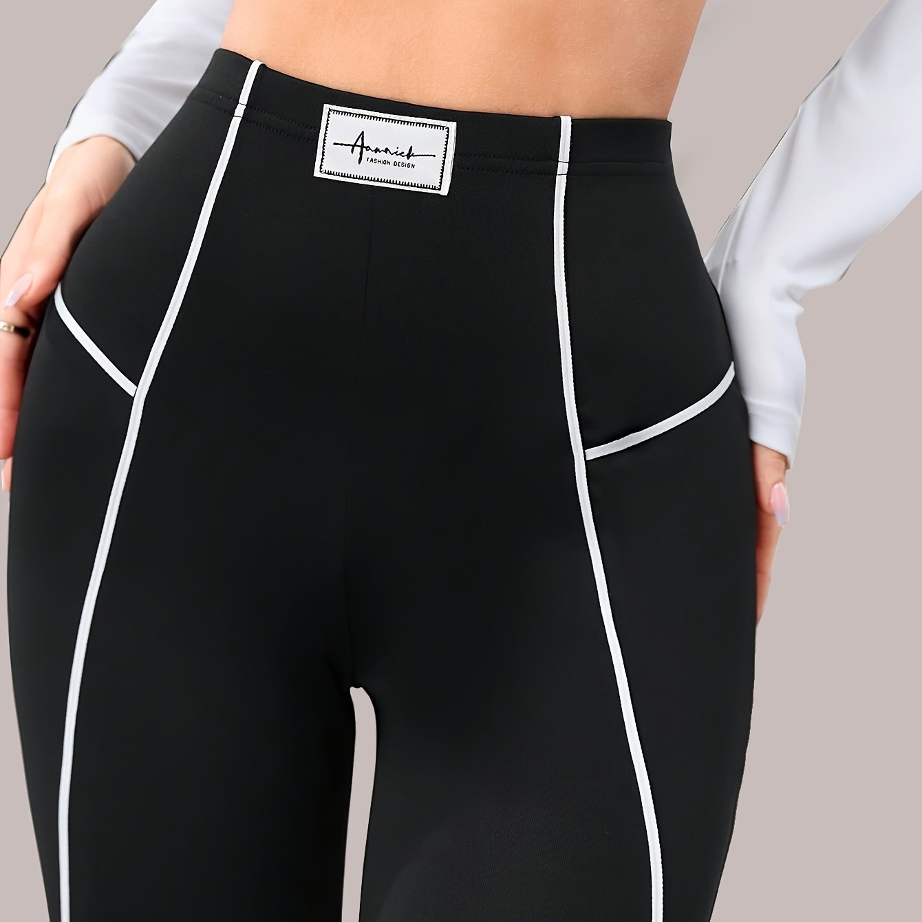 Women's Color- Fashion Jeggings | Solid Color With Contrast Trim Details, Fit
