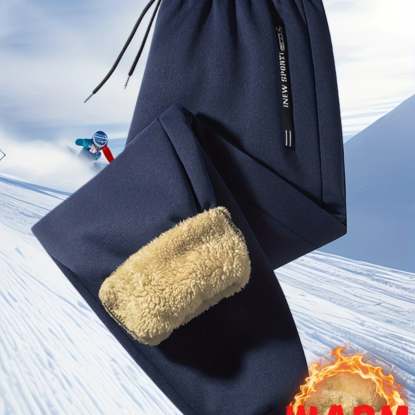 TEMU 1pc Available Men's Fashion Autumn Winter Fleece Thickened Athletic Pants Warm Loose Casual Trousers Suitable For Winter Wear Holiday Outdoor