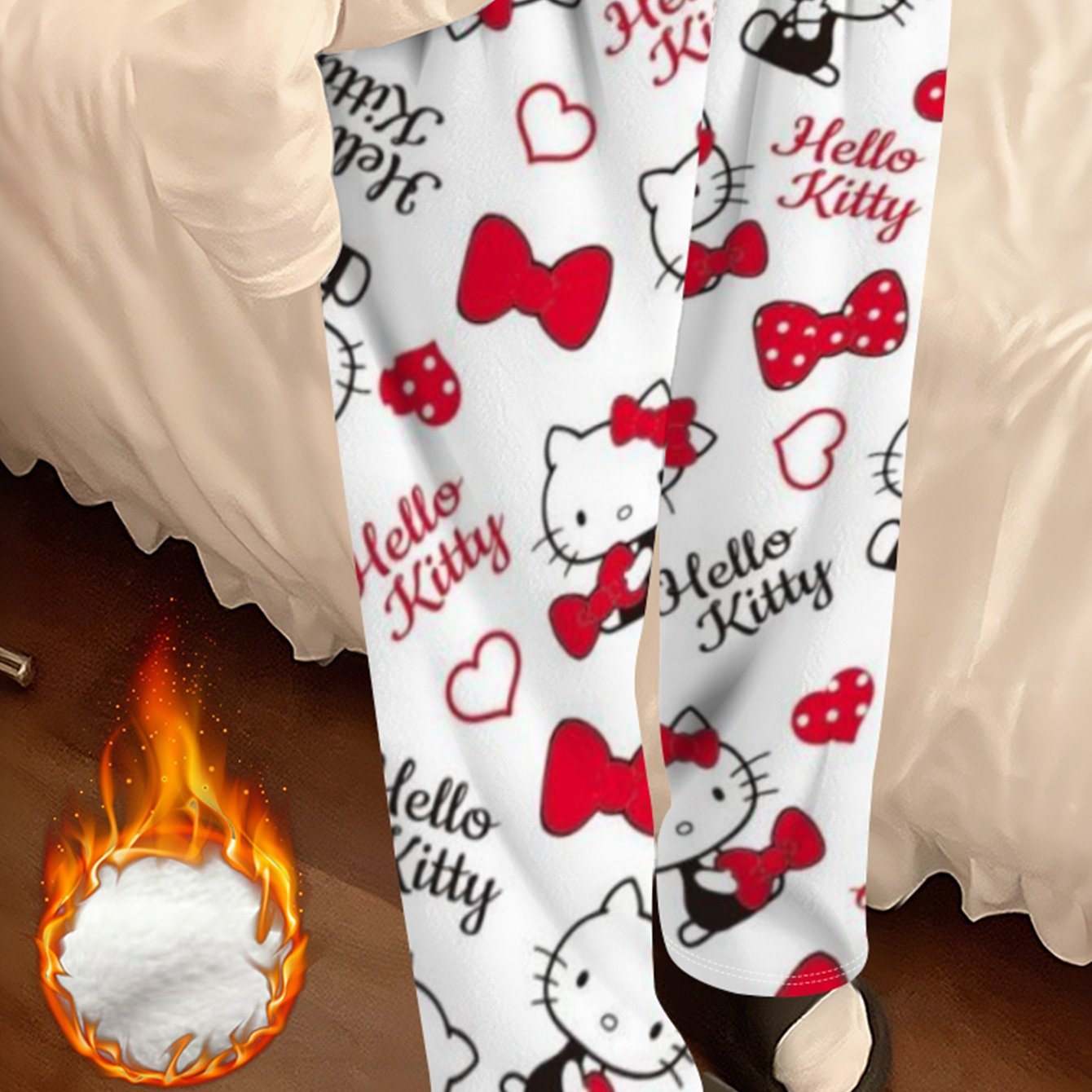 Image of Youth Autumn/winter -lined Thickened Pants, For - Plush Fabric Is Soft, Warm, And Loose-fitting. Casual, Relaxed-fit Pants Are Perfect For Daily . Adorable Cartoon- And Streetwear Pants