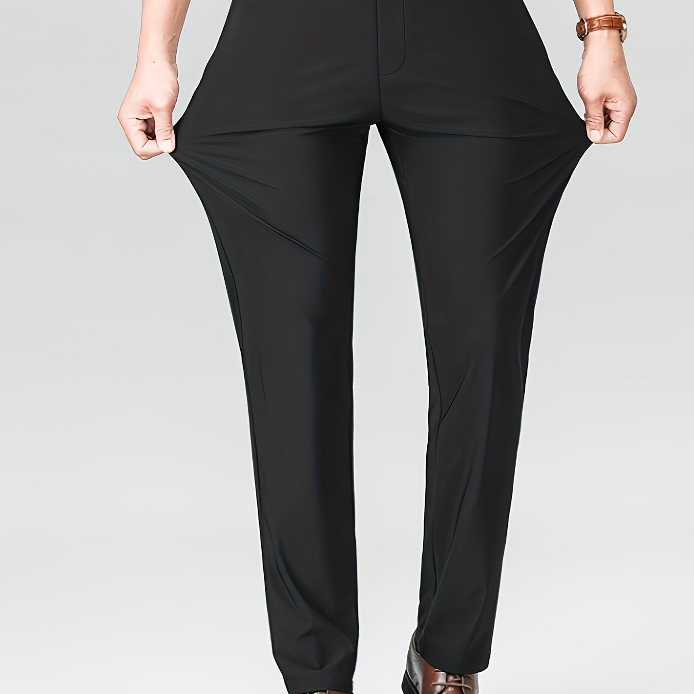 Image of Men's Casual Long Pants, Business Dress Pants, Loose-fit Versatile Straight-leg Dad Suit Pants