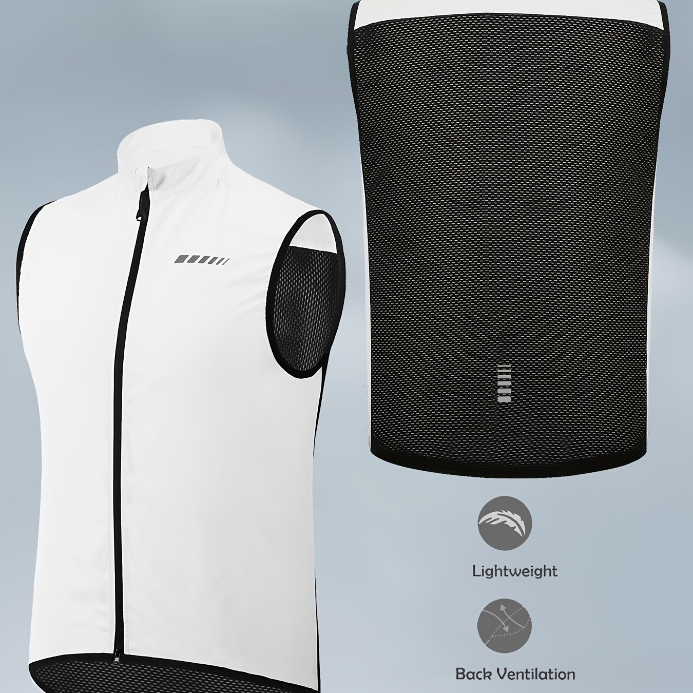 E-shop Winddichte, leichte Herren Radfahrtweste - Schnelltrocknend, atmungsaktive, ärmellose Jacke zum Radfahren, Laufen & für Outdoor-Sportarten,
