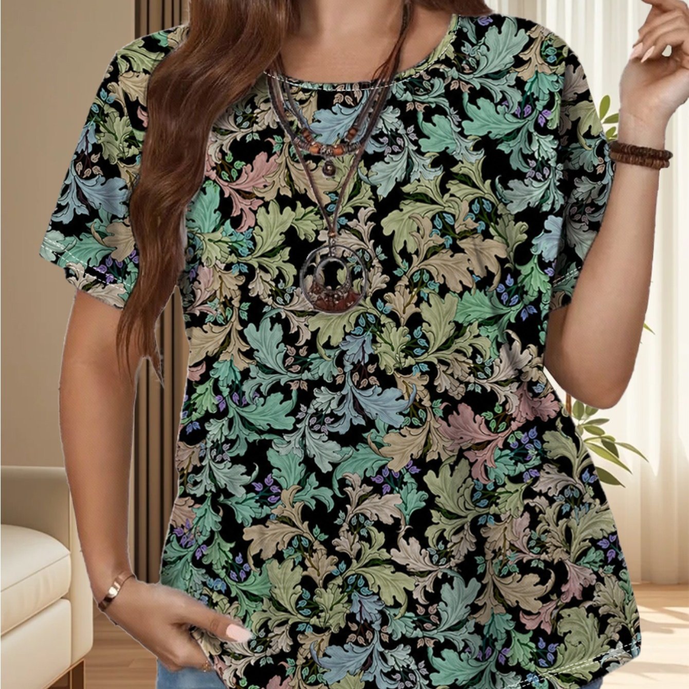 TEMU Plus Size, Women's Plus-size Oversized Stretch T-shirt - Loose-fit Round Neck Short Sleeve -compatible Base Top Suitable For Layering, Vintage