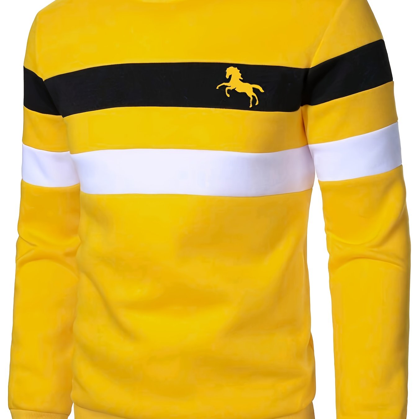 TEMU Men's Autumn-winter Casual Long Sleeve Sweatshirt | Suitable For Outdoor Activities, Crew Neck, Regular Fit, Slight Stretch Fabric, Animal Pattern