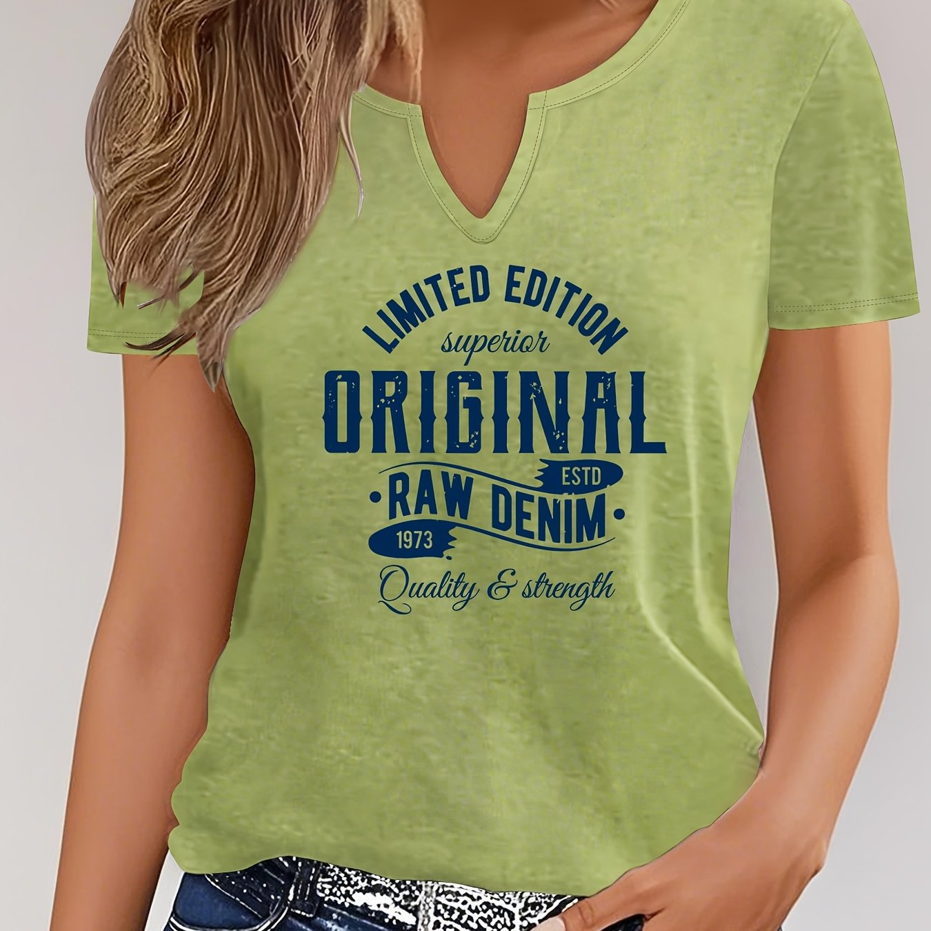 TEMU Women' V-neck T-shirt, Women's Casual V-neck Lightweight Stretchy Fabric, Printed Pattern Stretchy Rayon, Machine Washable, Versatile Wear,
