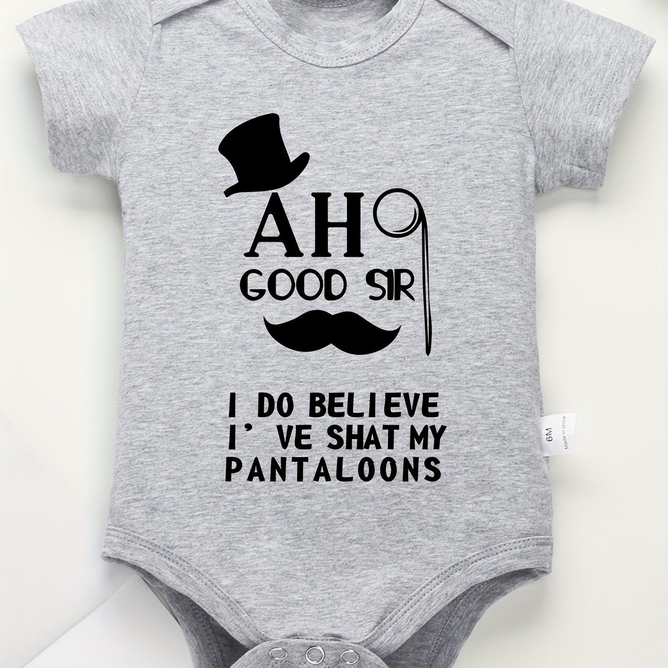 TEMU Cotton Baby Onesies With Pattern And Letter Print Soft Casual Round Neck Baby Onesies, Perfect For Outdoor