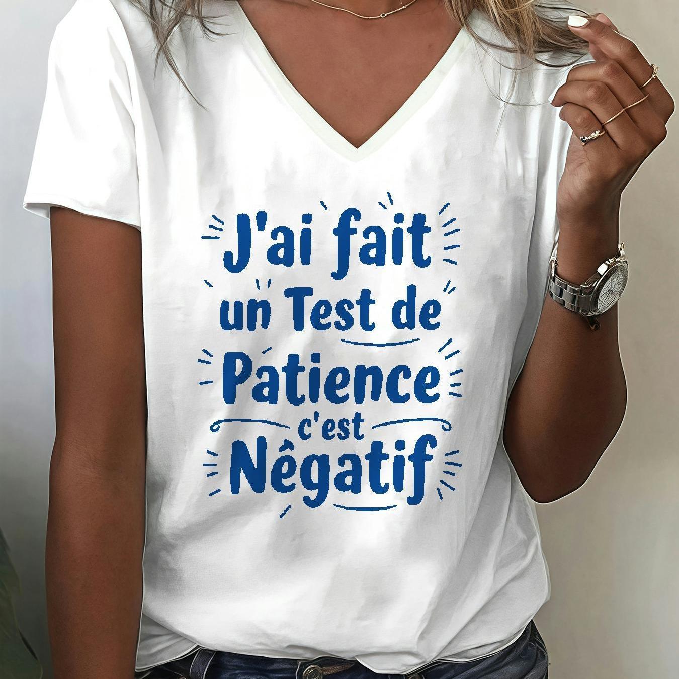 TEMU Hauts Athleisure de Tous avec Impression Plate 2D Lz250802X90 - Col en V, T-Shirt Mode Col en V pour Printemps, Été et Automne - Vêtements de