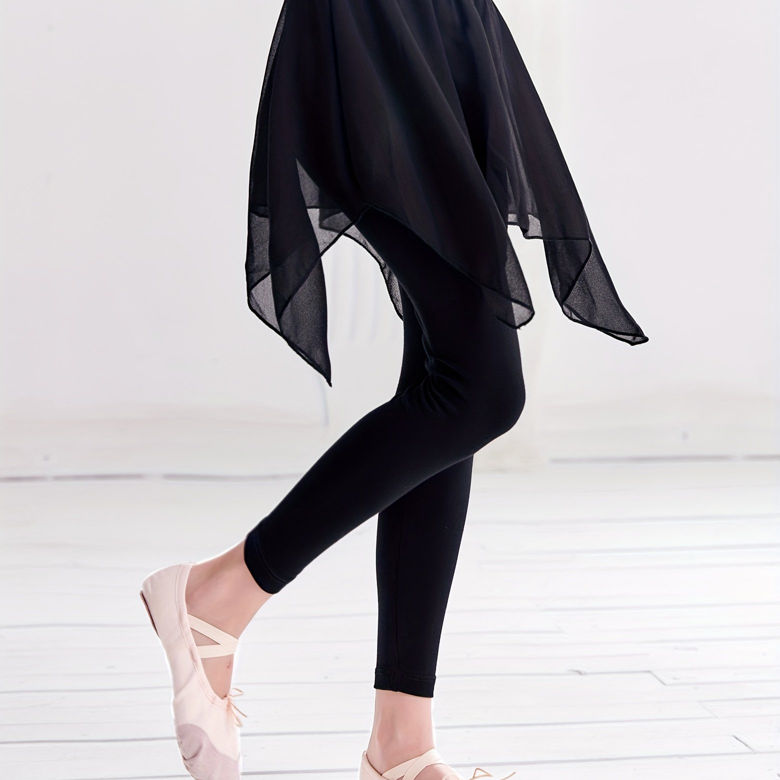 Image of Skin-friendly And Soft Girls' 2-in-1 Dance Skirt Pants Ballet Chiffon Skirt Modal Leggings, For Outdoor