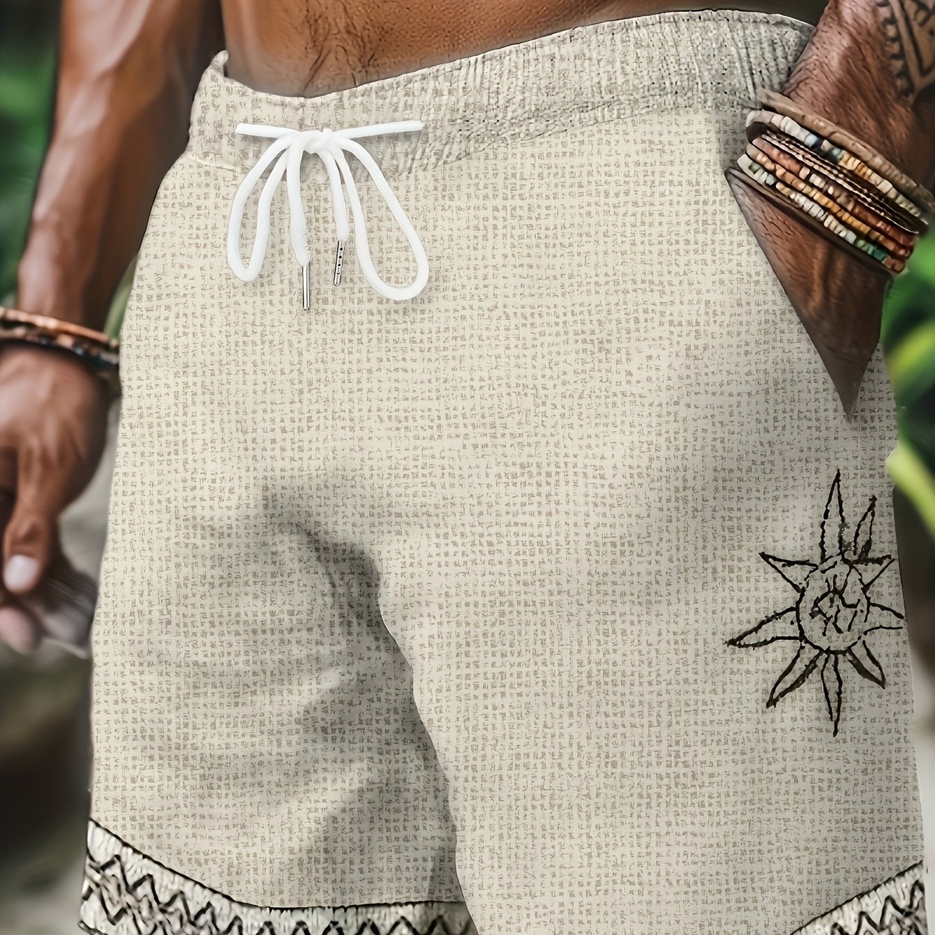 TEMU Pantalones cortos de playa de secado rápido para hombre, estampado 3D moderno y único, cinturón de cordón casual - la elección para