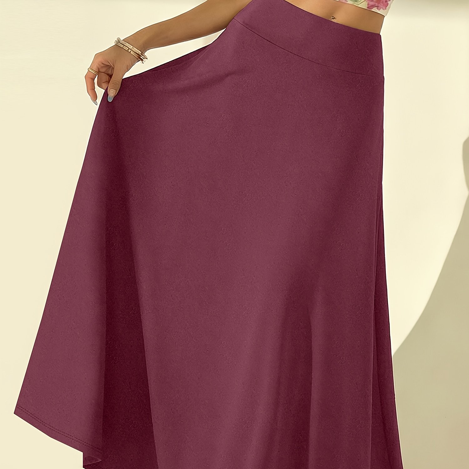 TEMU This High-waisted, Flared Skirt For Is A Item That Exudes . Lightweight, Flowy, Wrinkle-resistant, And Visually, Making It A Versatile Must-have