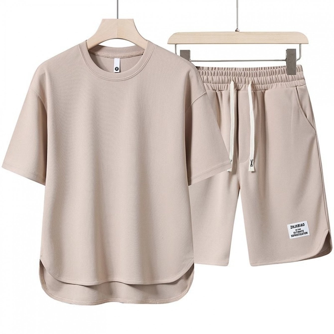 TEMU 2026 Men's Set- Trendy 2pcss Summer Outfit, Relaxed Fit Short Sleeve T-shirt And Matching Shorts, Stylish Complete Look For Men Premium Waffle