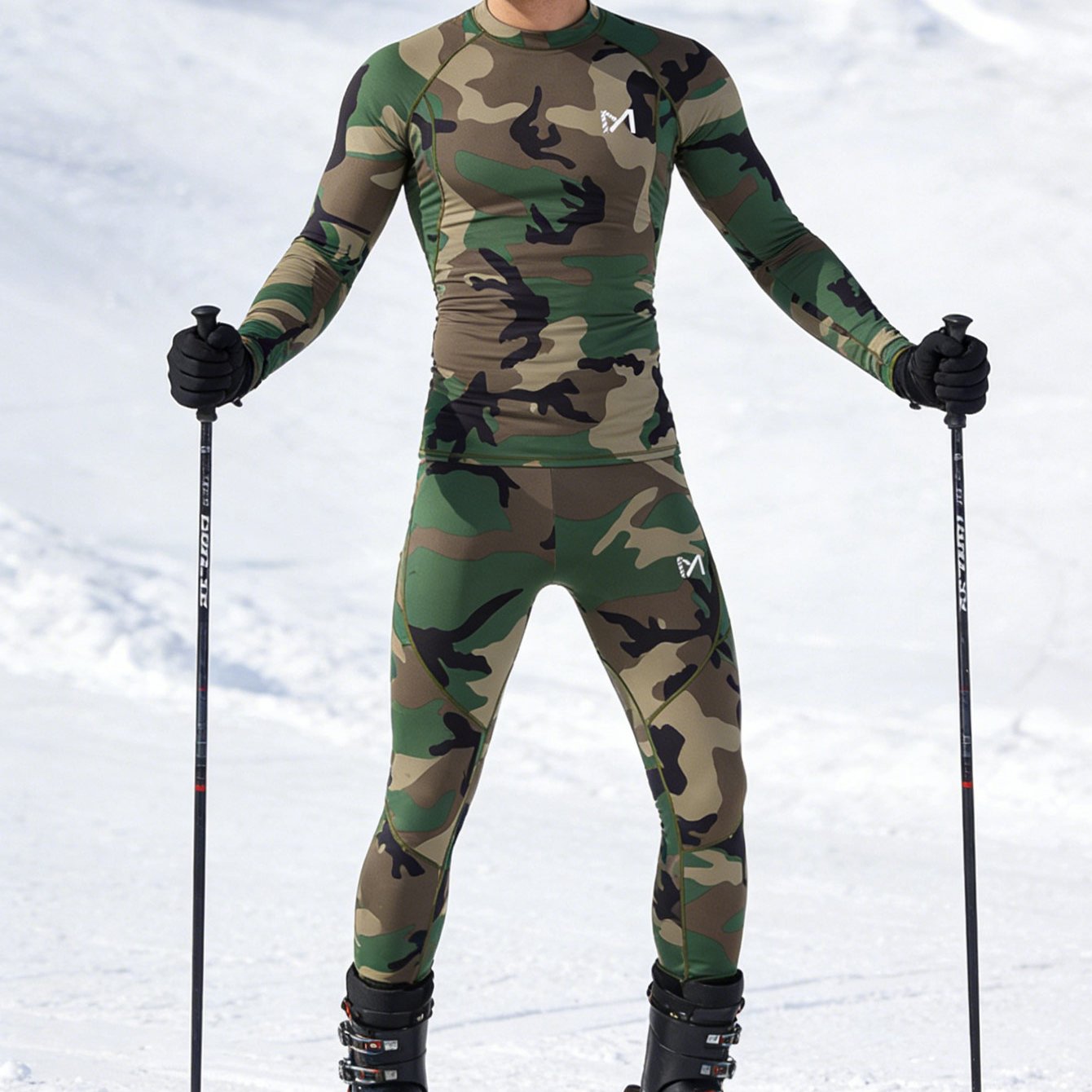 2pcs Men's Thermal Shapewear Set | Autumn/winter Outdoor Skiing Warm Tight Pants And Long-sleeve Top With Fuzzy Lining For Skating, , Running, Yoga Sports